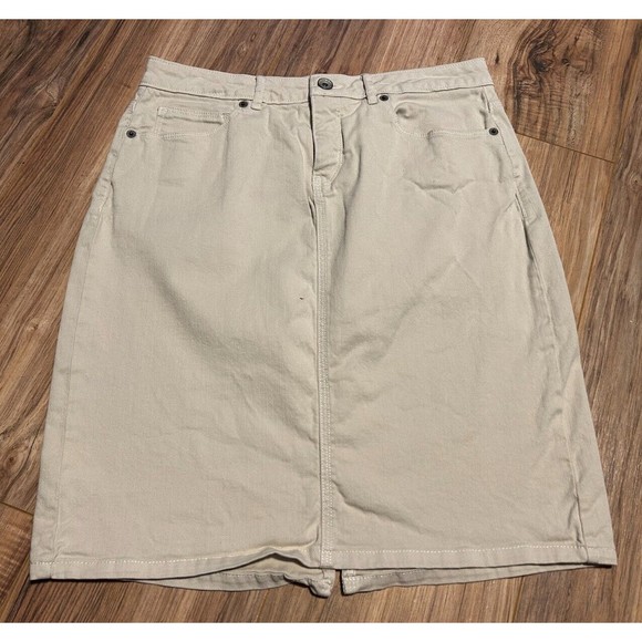 Lands' End Dresses & Skirts - Lands' End Womens Stretch Khaki Pencil Skirt High Rise Size 6P Beige